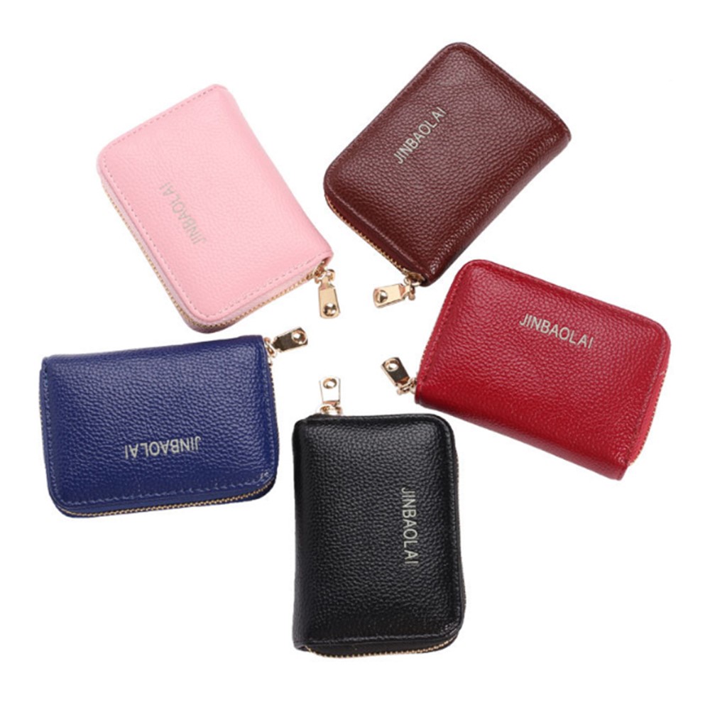 JINBAOLAI P8001 Litchi Texture Large Capacity PU Leather Multiple Card Holders Purse Zipper Wallet - Red-2