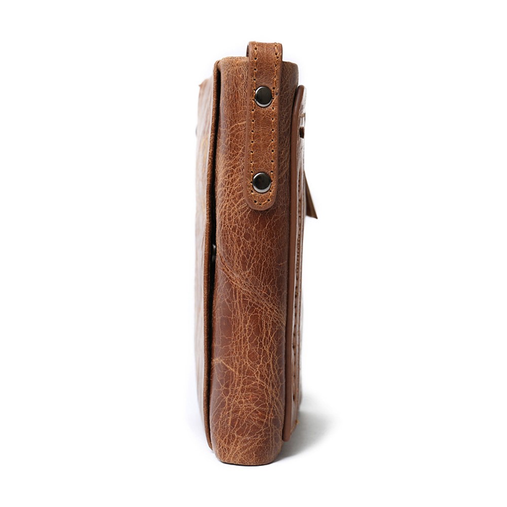 JINBAOLAI Retro-Stil Rindsleder Geldbörse Multi-Karten-Slots Geldbörse Mit Reißverschluss Tasche - Braun-2