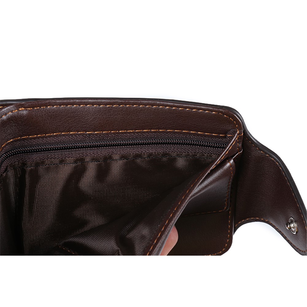 JINBAOLAI PU Leather Vintage Tri-fold Men's Short Wallet - Brown-11