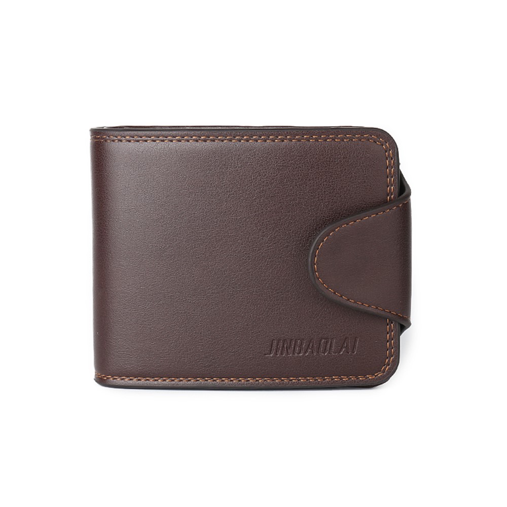 JINBAOLAI PU Leather Vintage Tri-fold Men's Short Wallet - Brown-12