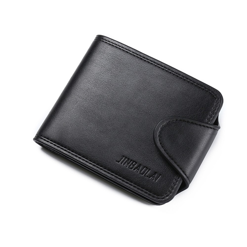 JINBAOLAI Multi Kartensteckplätze Tri-Fach PU-Leder Herren Geldbörse Geldbörse - Schwarz-1