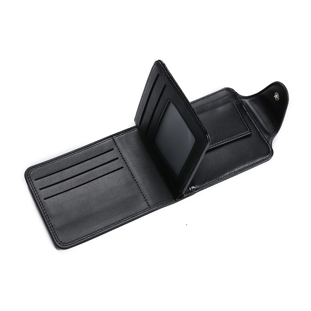 JINBAOLAI Multi Kartensteckplätze Tri-Fach PU-Leder Herren Geldbörse Geldbörse - Schwarz-3