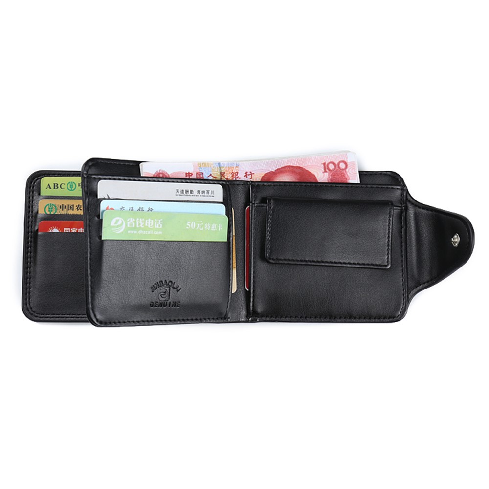 JINBAOLAI Multi Kartensteckplätze Tri-Fach PU-Leder Herren Geldbörse Geldbörse - Schwarz-4