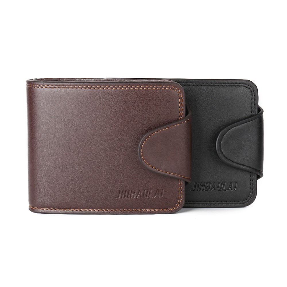 JINBAOLAI Multi Kartensteckplätze Tri-Fach PU-Leder Herren Geldbörse Geldbörse - Schwarz-6
