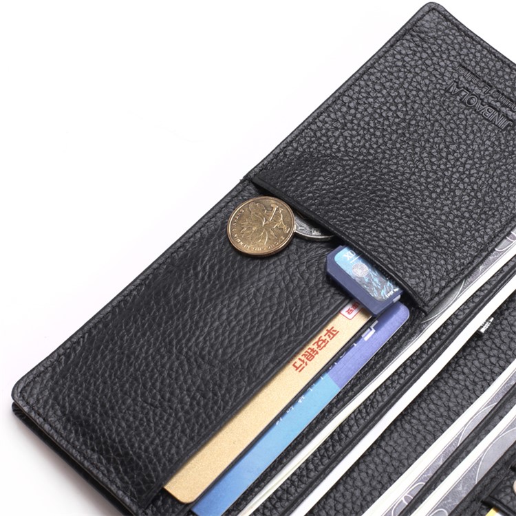 Retro Style Top Layer Cowhide Genuine Leather Bi-fold Long Wallet for Men - Black-6