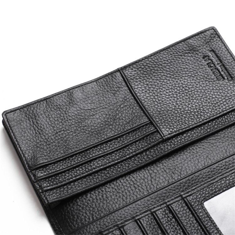 Retro Style Top Layer Cowhide Genuine Leather Bi-fold Long Wallet for Men - Black-7