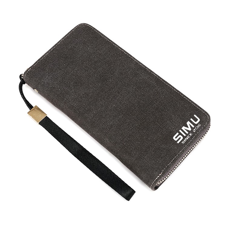 SIMU 6055 Stylish Multiple Compartments Zipper Wallet Canvas Cover for iPhone X/7 Plus/6s Plus etc. - Black-1