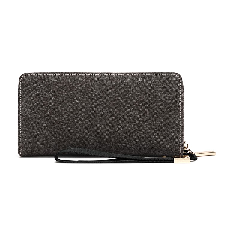 SIMU 6055 Stylish Multiple Compartments Zipper Wallet Canvas Cover for iPhone X/7 Plus/6s Plus etc. - Black-2