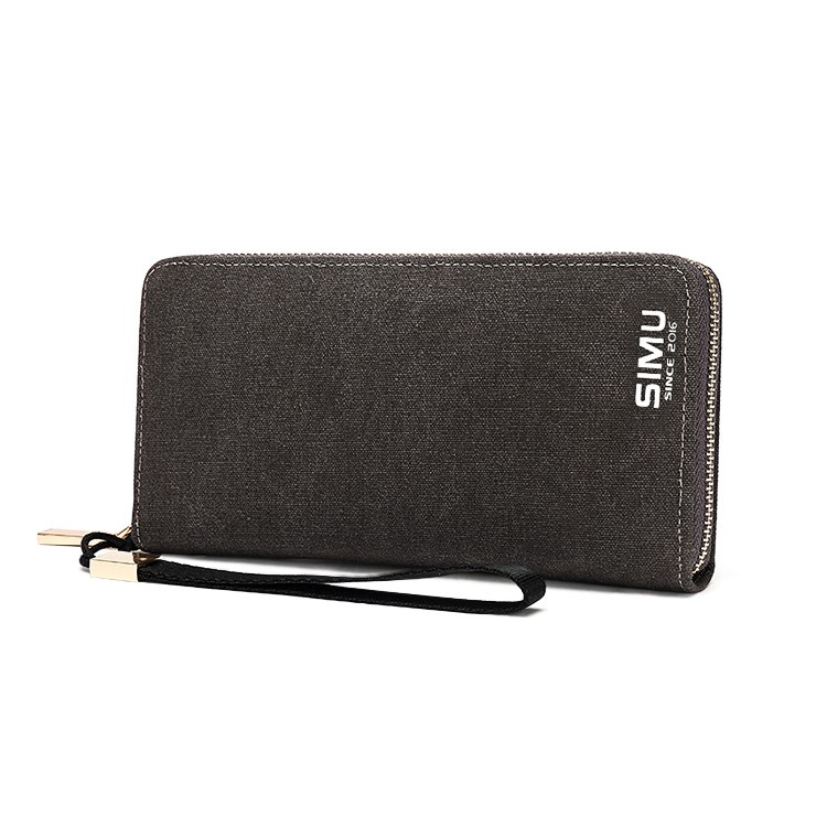 SIMU 6055 Stylish Multiple Compartments Zipper Wallet Canvas Cover for iPhone X/7 Plus/6s Plus etc. - Black-3