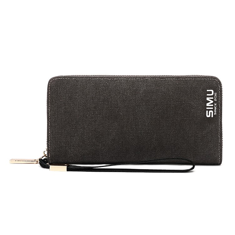SIMU 6055 Stylish Multiple Compartments Zipper Wallet Canvas Cover for iPhone X/7 Plus/6s Plus etc. - Black-4