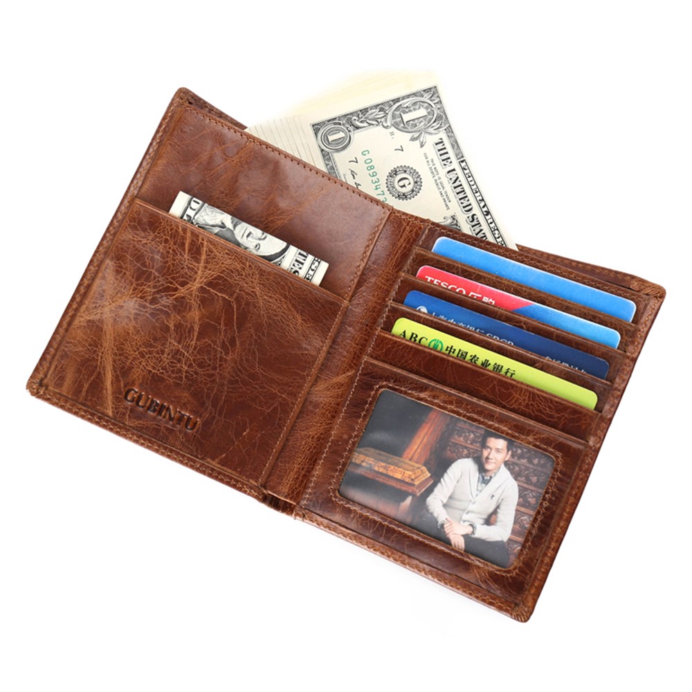 GUBINTU Men's Bi-fold Crazy Horse Texture Genuine Leather Purse Wallet-10