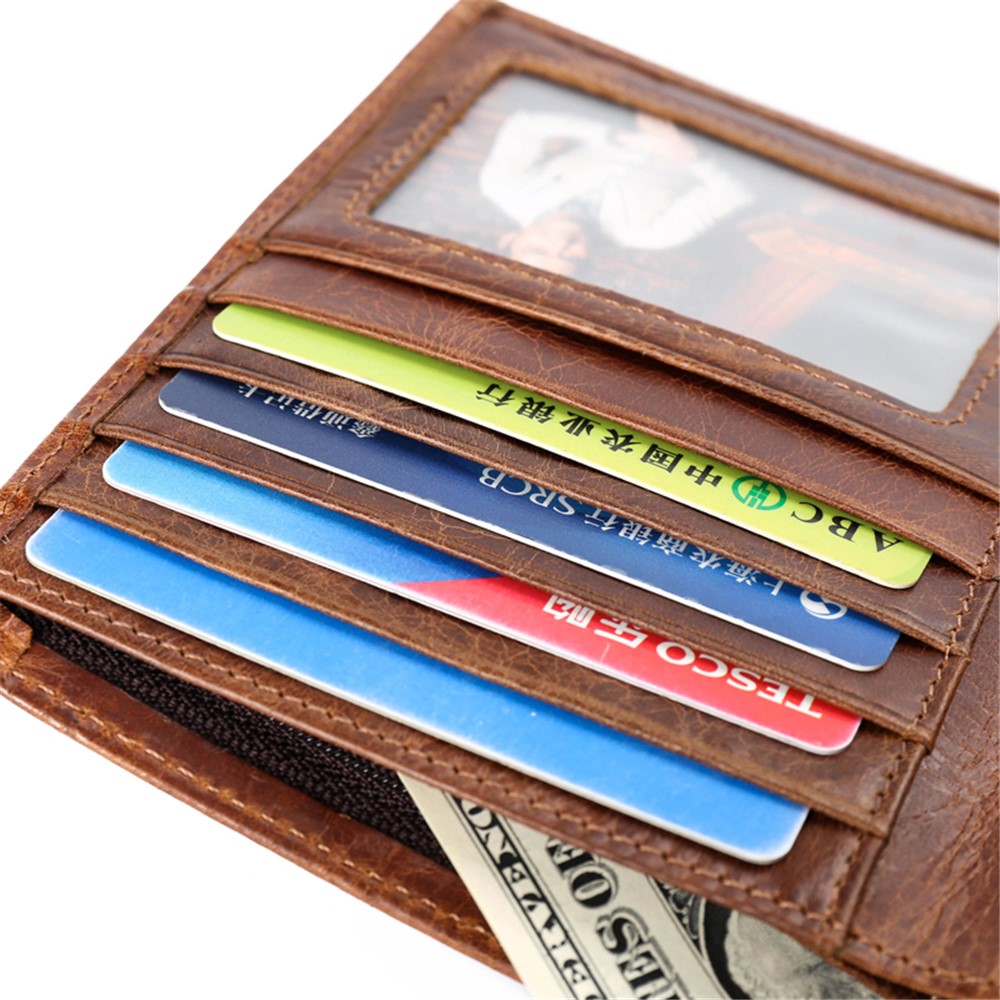 GUBINTU Men's Bi-fold Crazy Horse Texture Genuine Leather Purse Wallet-12
