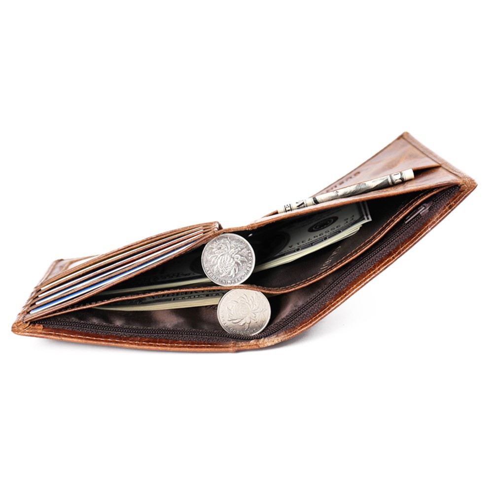 GUBINTU Men's Bi-fold Crazy Horse Texture Genuine Leather Purse Wallet-13