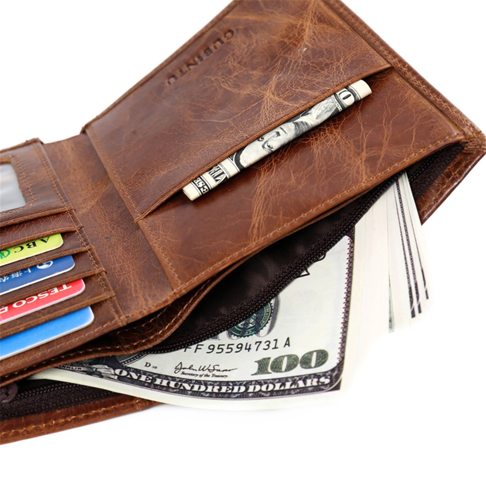 GUBINTU Men's Bi-fold Crazy Horse Texture Genuine Leather Purse Wallet-14
