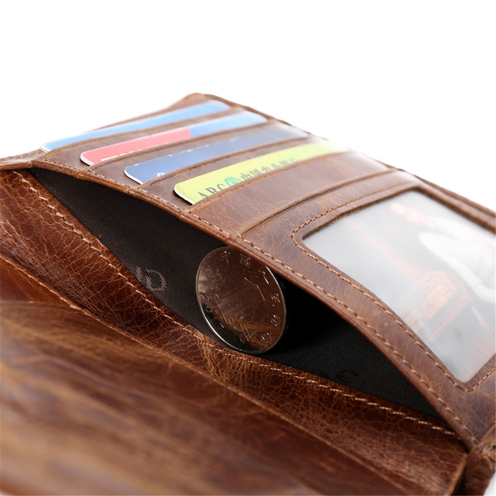 GUBINTU Men's Bi-fold Crazy Horse Texture Genuine Leather Purse Wallet-16