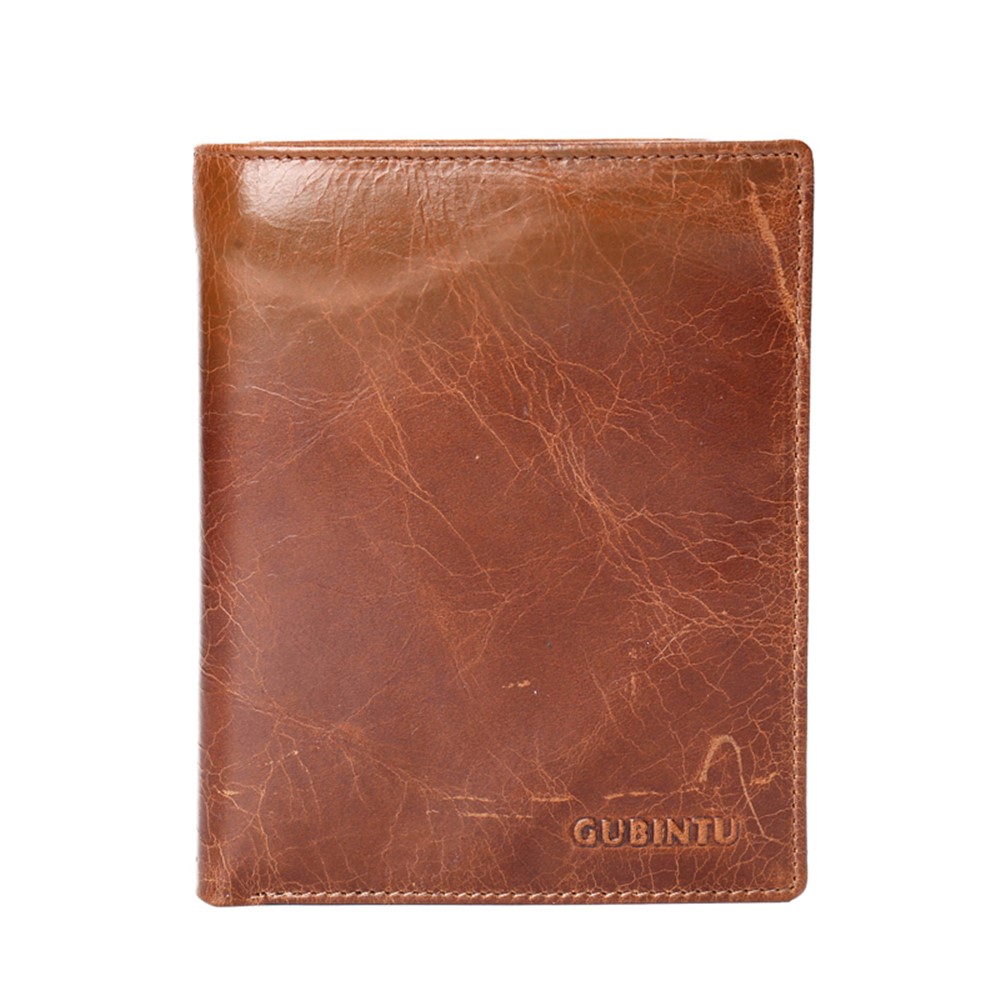 GUBINTU Men's Bi-fold Crazy Horse Texture Genuine Leather Purse Wallet-2