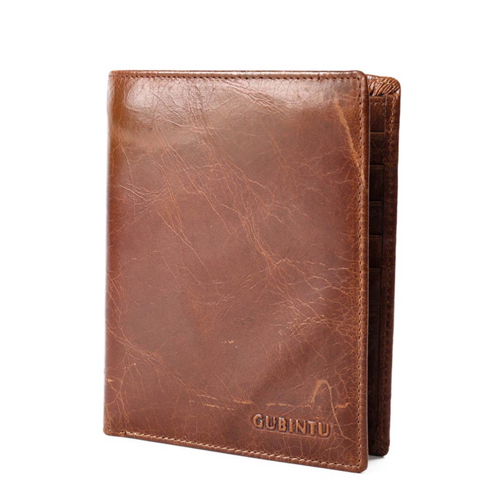 GUBINTU Men's Bi-fold Crazy Horse Texture Genuine Leather Purse Wallet-4