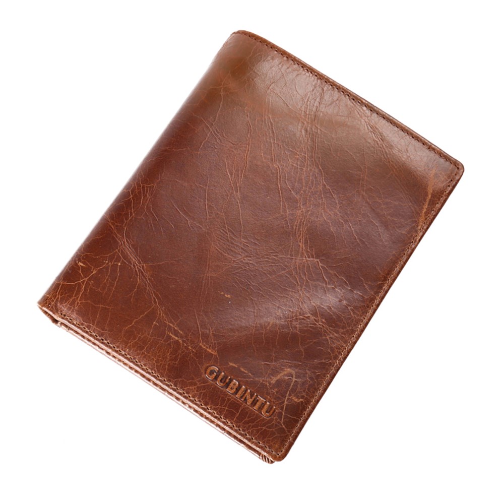 GUBINTU Men's Bi-fold Crazy Horse Texture Genuine Leather Purse Wallet-5