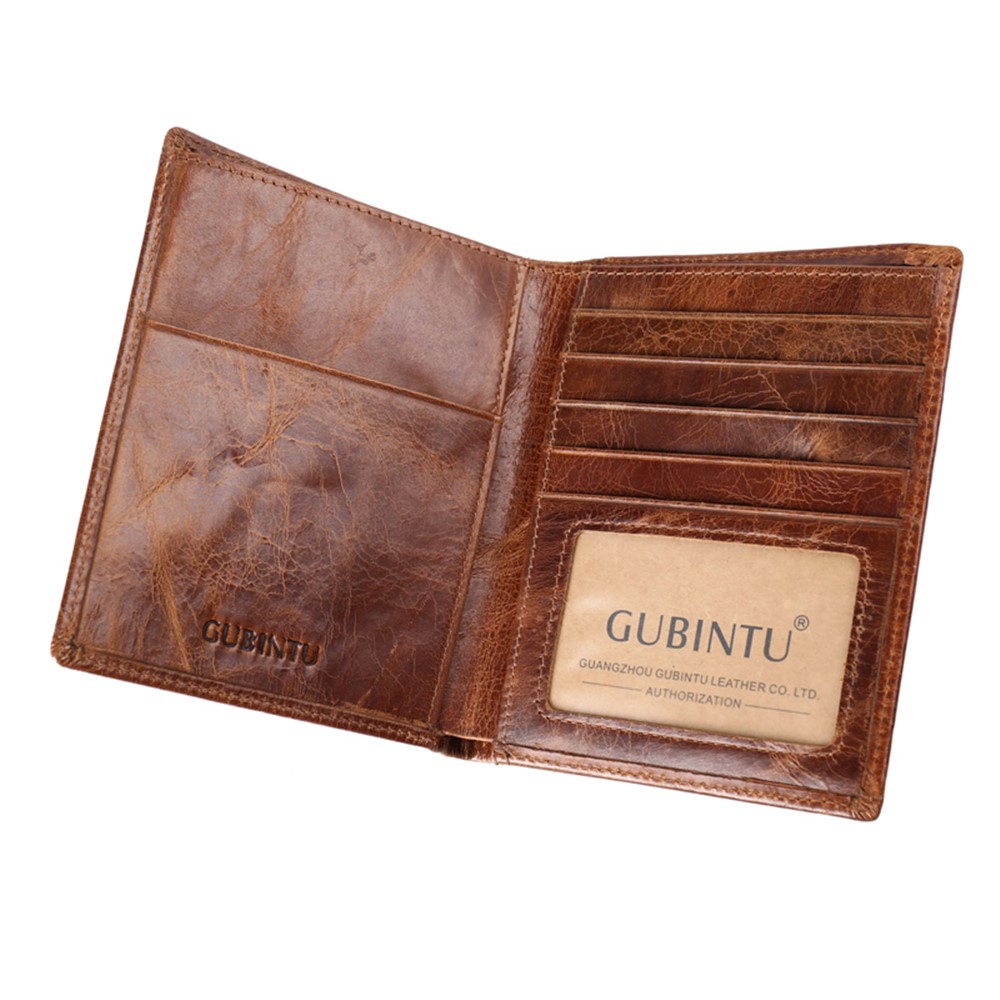 GUBINTU Men's Bi-fold Crazy Horse Texture Genuine Leather Purse Wallet-9