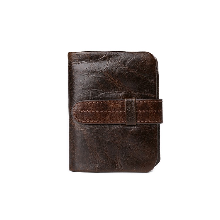 Retro Style Genuine Leather Bi-fold Wallet with Secure Belt-1
