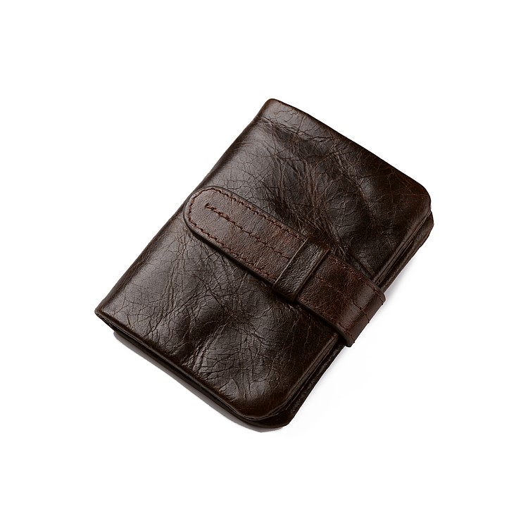 Retro Style Genuine Leather Bi-fold Wallet with Secure Belt-2