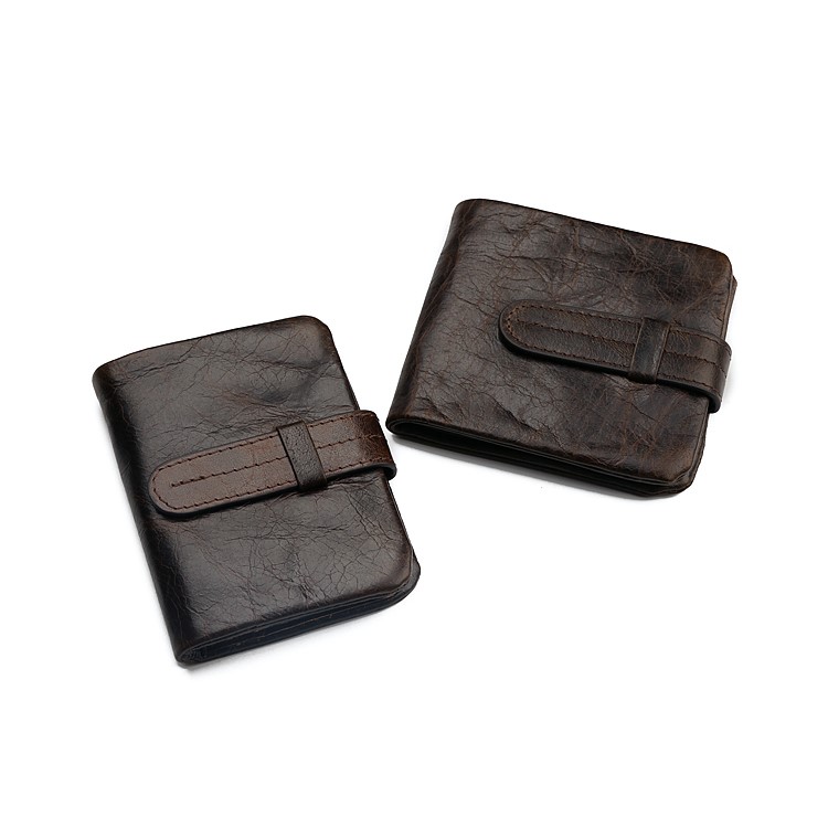 Retro Style Genuine Leather Bi-fold Wallet with Secure Belt-6
