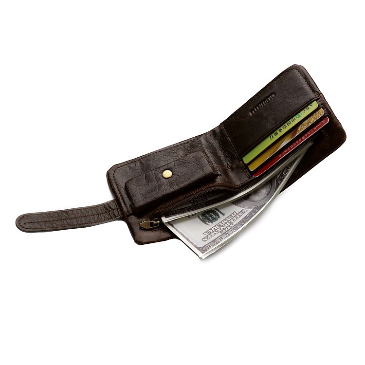 Men's Multi-functional Genuine Leather Bi-fold Wallet with Secure Belt-8