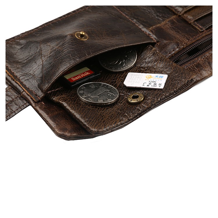 Men's Multi-functional Genuine Leather Bi-fold Wallet with Secure Belt-9