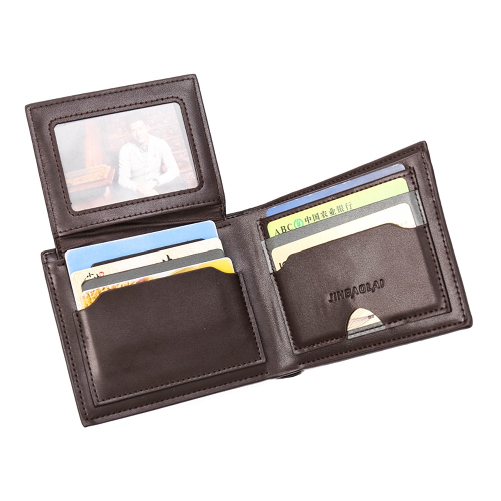JINBAOLAI Multipurpose PU Leather Vintage Tri-fold Men's Short Wallet - Horizontal Style-11