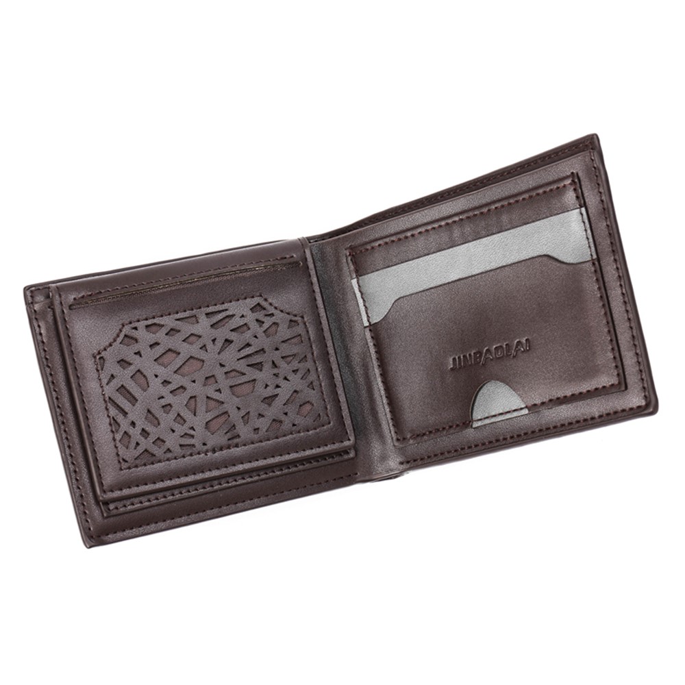 JINBAOLAI Multipurpose PU Leather Vintage Tri-fold Men's Short Wallet - Horizontal Style-5