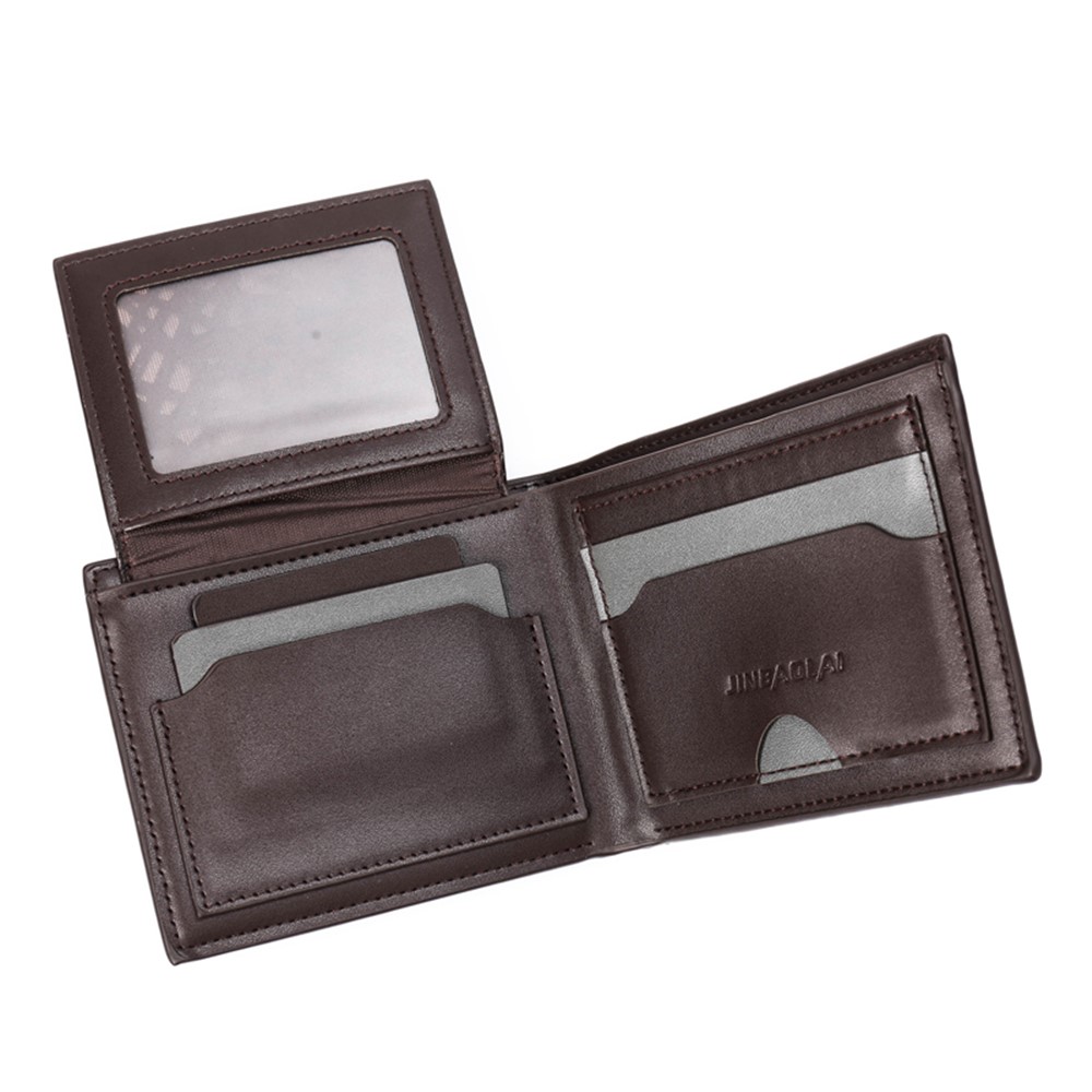 JINBAOLAI Multipurpose PU Leather Vintage Tri-fold Men's Short Wallet - Horizontal Style-6