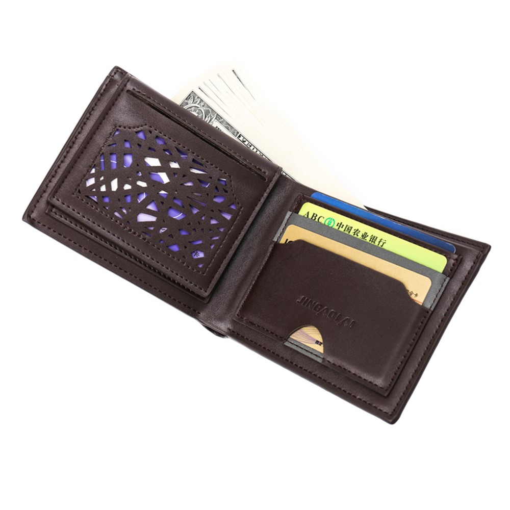JINBAOLAI Multipurpose PU Leather Vintage Tri-fold Men's Short Wallet - Horizontal Style-8
