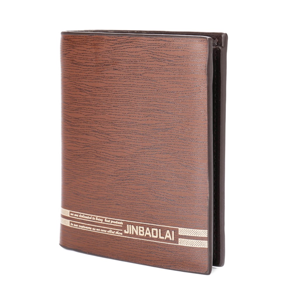 JINBAOLAI PU Leather Vintage Tri-fold Men's Short Wallet Purse with Card Slots - Vertical Style-3