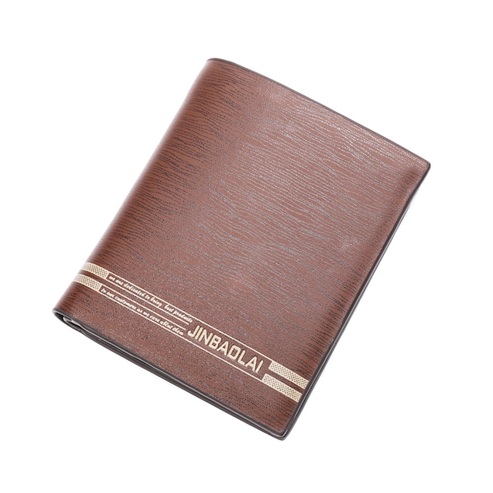 JINBAOLAI PU Leather Vintage Tri-fold Men's Short Wallet Purse with Card Slots - Vertical Style-4