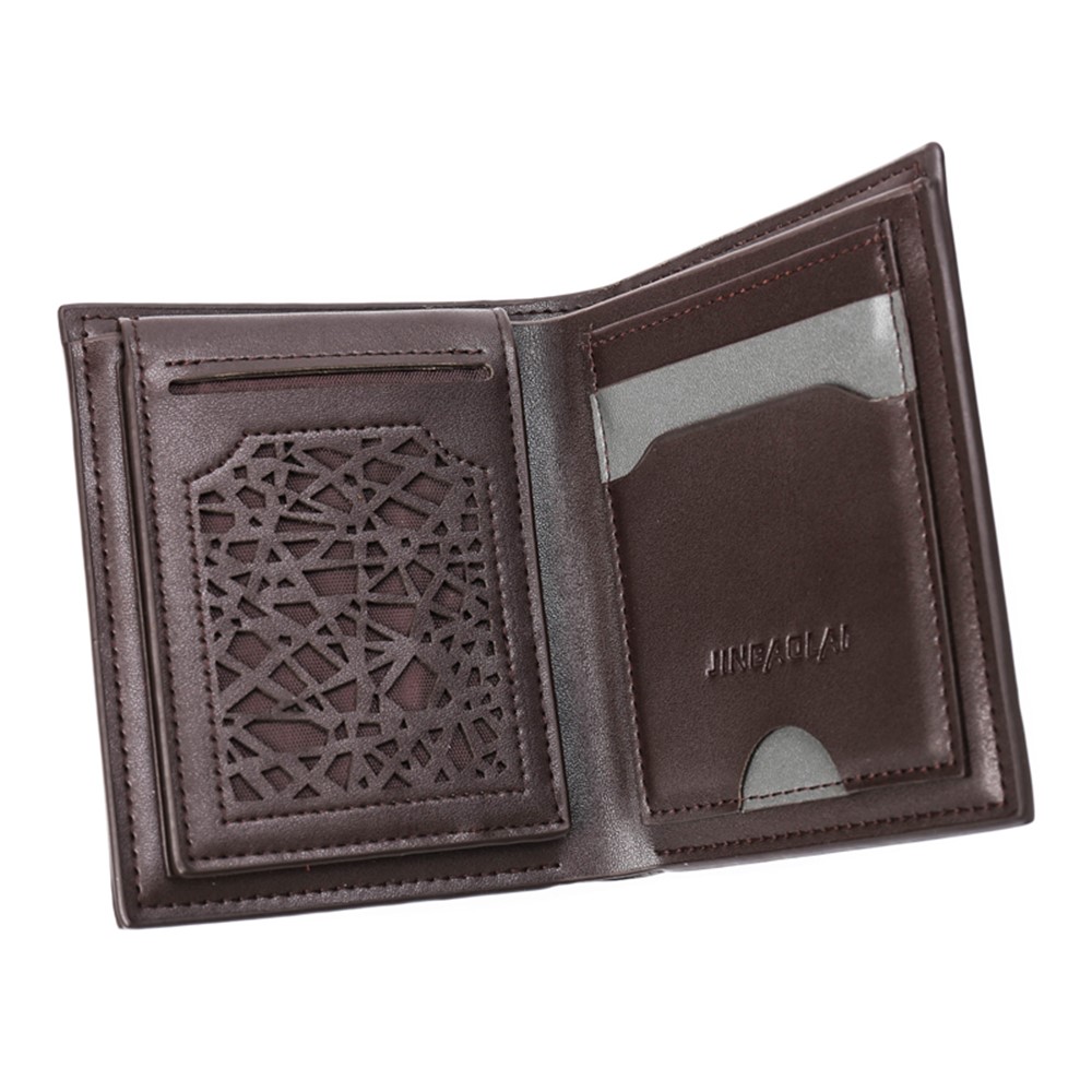 JINBAOLAI PU Leather Vintage Tri-fold Men's Short Wallet Purse with Card Slots - Vertical Style-6