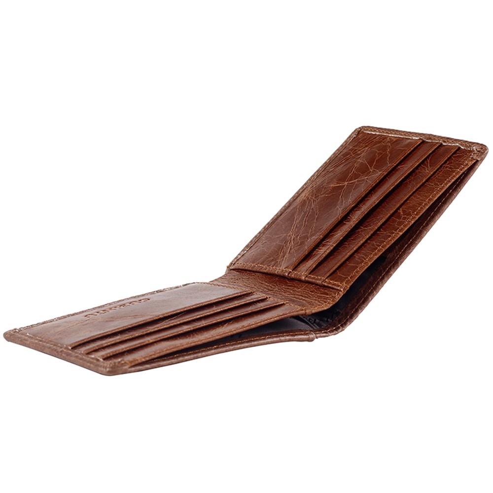 GUBINTU Men's Vintage Style Short Wallet Top Layer Genuine Leather Bi-fold Purse - Brown-11