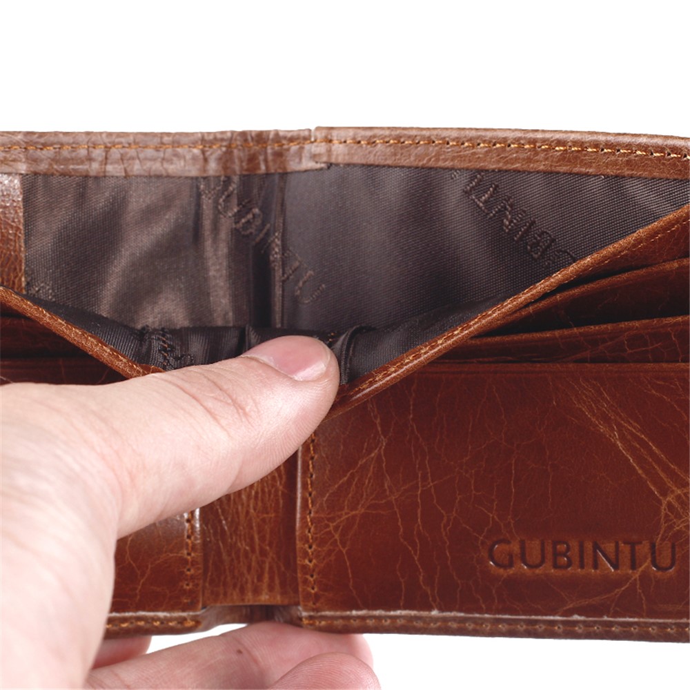 GUBINTU Men's Vintage Style Short Wallet Top Layer Genuine Leather Bi-fold Purse - Brown-15