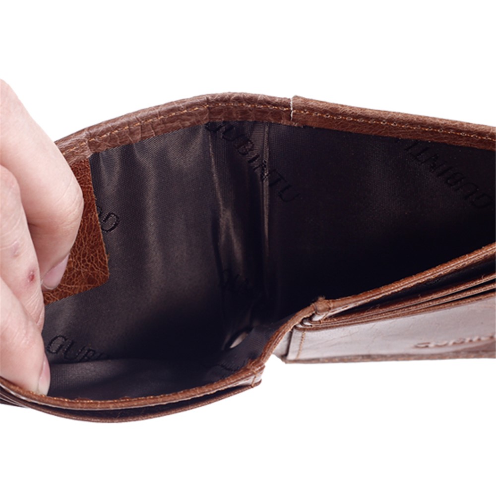 GUBINTU Men's Vintage Style Short Wallet Top Layer Genuine Leather Bi-fold Purse - Brown-16