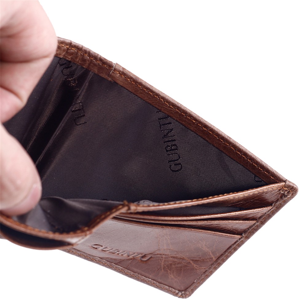 GUBINTU Men's Vintage Style Short Wallet Top Layer Genuine Leather Bi-fold Purse - Brown-17