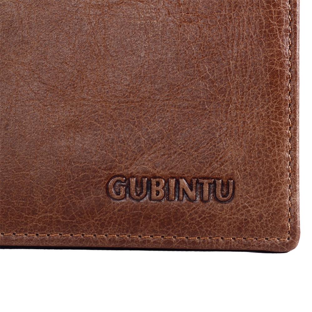 GUBINTU Men's Vintage Style Short Wallet Top Layer Genuine Leather Bi-fold Purse - Brown-19