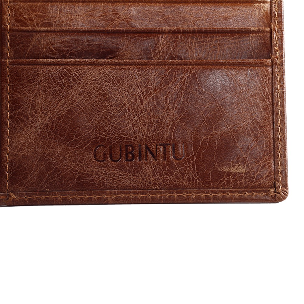 GUBINTU Men's Vintage Style Short Wallet Top Layer Genuine Leather Bi-fold Purse - Brown-20
