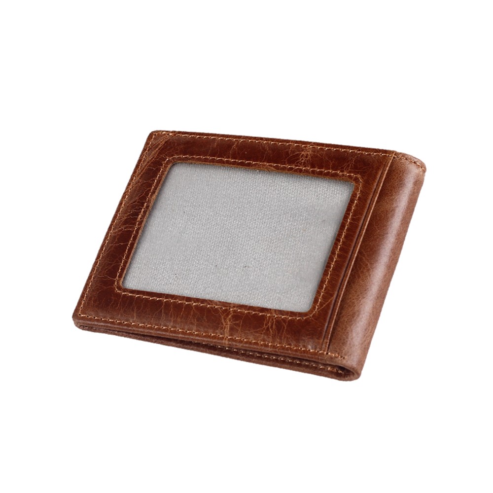 GUBINTU Men's Vintage Style Short Wallet Top Layer Genuine Leather Bi-fold Purse - Brown-5