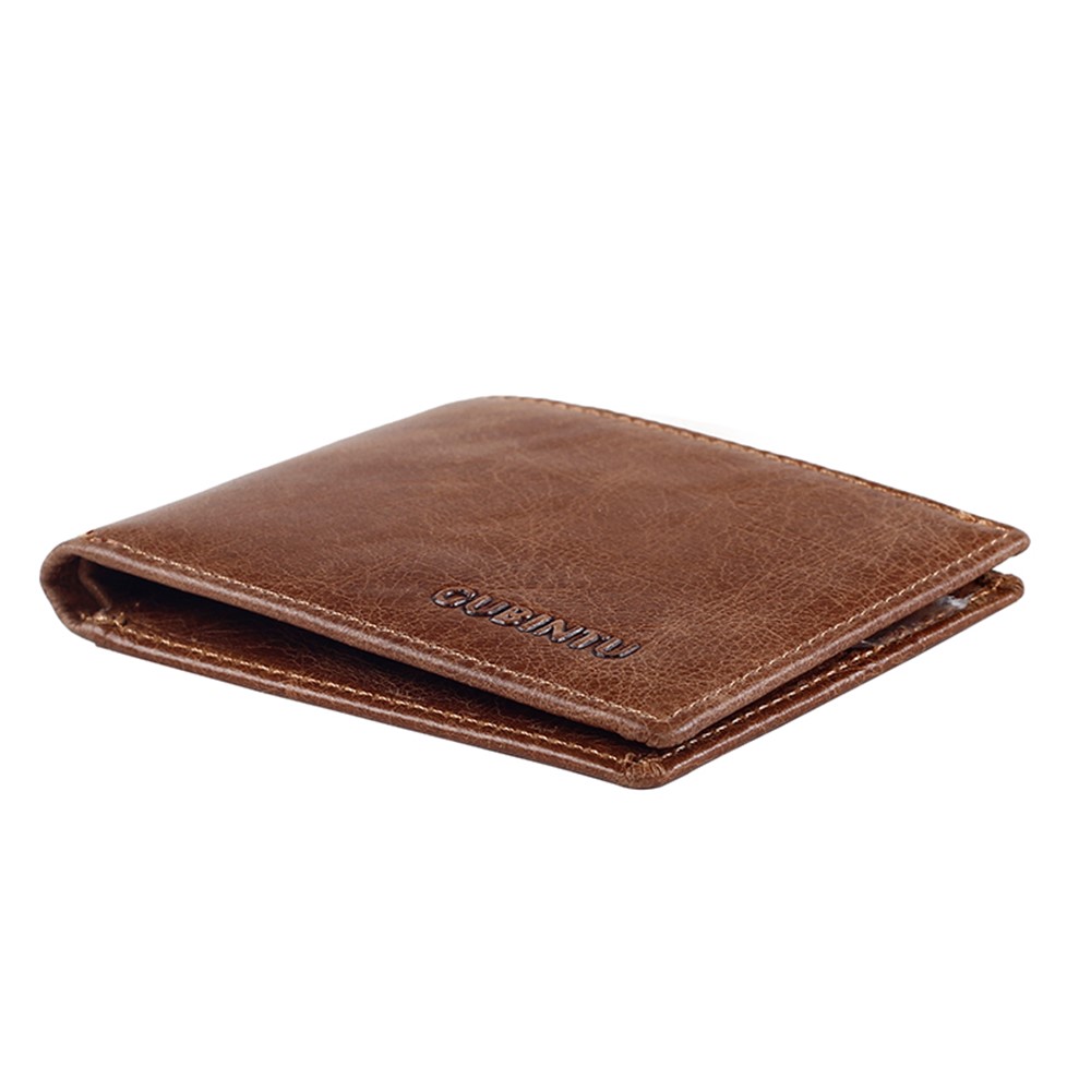 GUBINTU Men's Vintage Style Short Wallet Top Layer Genuine Leather Bi-fold Purse - Brown-8