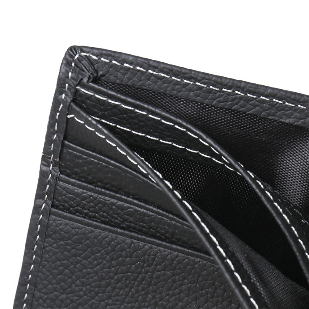 JINBAOLAI Genuíno Couro Bolsa Bi-fold Cartões De Negócios Casuais Carteira Para Homens - Preto-10