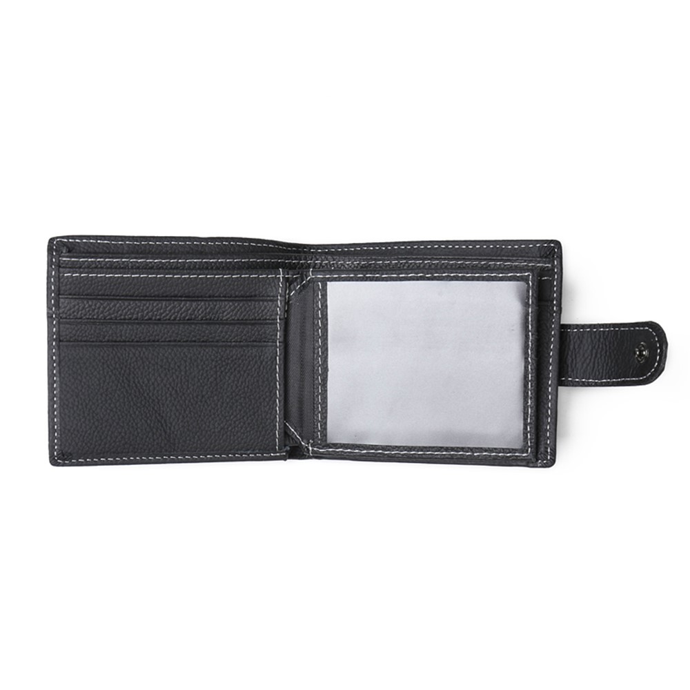 JINBAOLAI Genuíno Couro Bolsa Bi-fold Cartões De Negócios Casuais Carteira Para Homens - Preto-8
