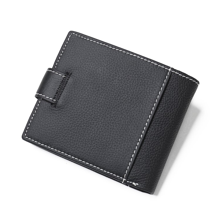 JINBAOLAI Vintage Style Top Layer Genuine Leather Purse Men's Bi-fold Wallet - Black-2