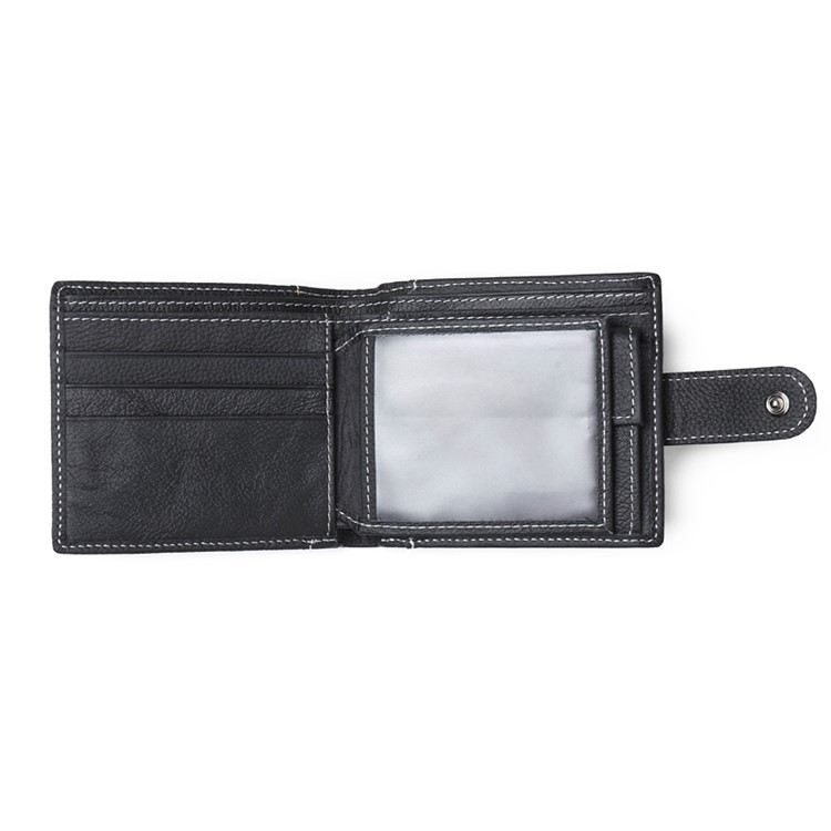 JINBAOLAI Vintage Style Top Layer Genuine Leather Purse Men's Bi-fold Wallet - Black-7