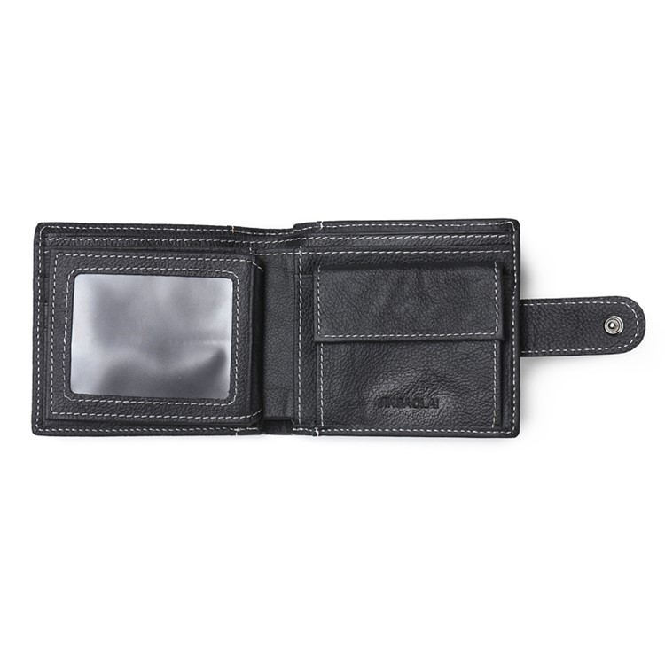 JINBAOLAI Vintage Style Top Layer Genuine Leather Purse Men's Bi-fold Wallet - Black-8