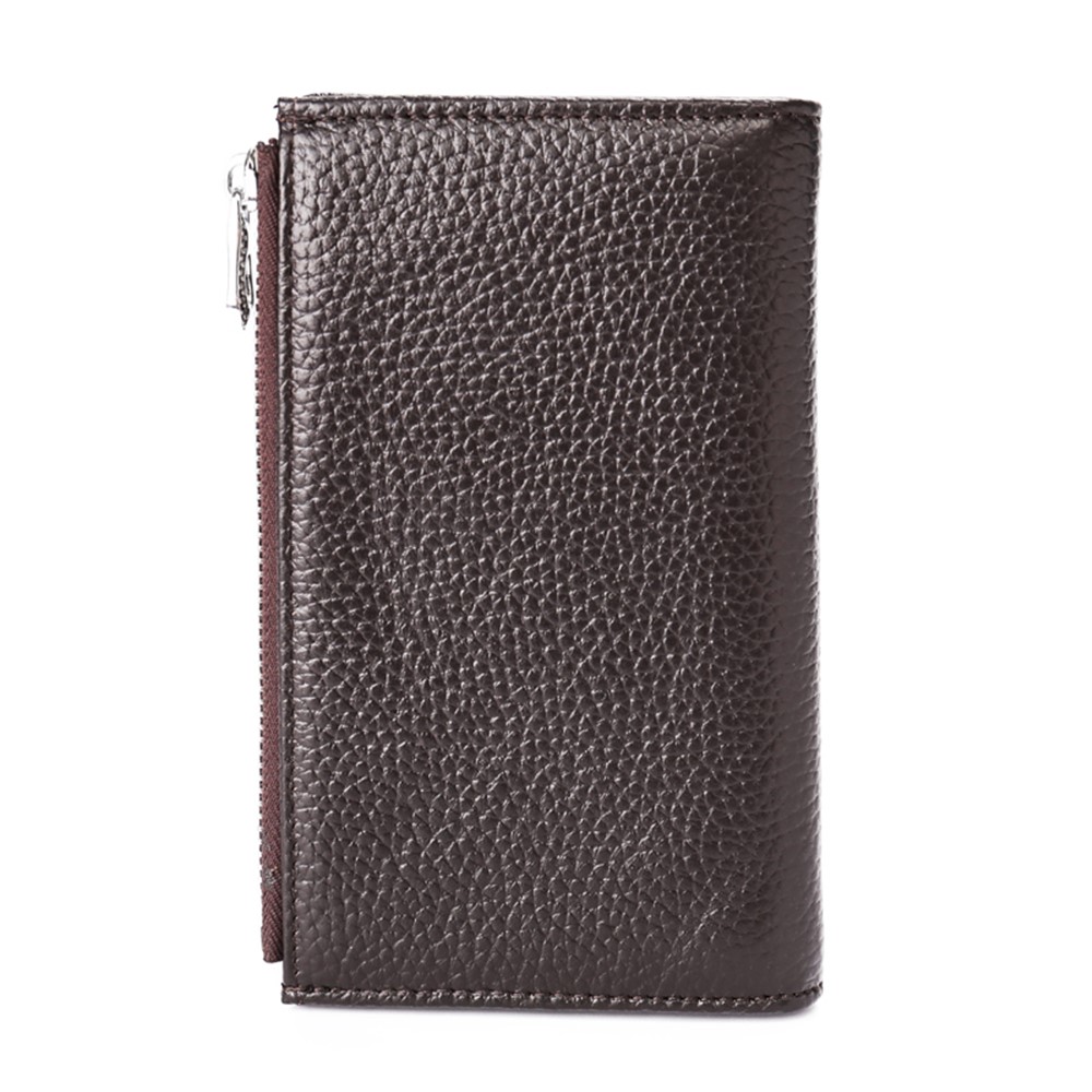 JINBAOLAI Litchi Grain Genuine Leather Vintage Men's Wallet - Coffee-4