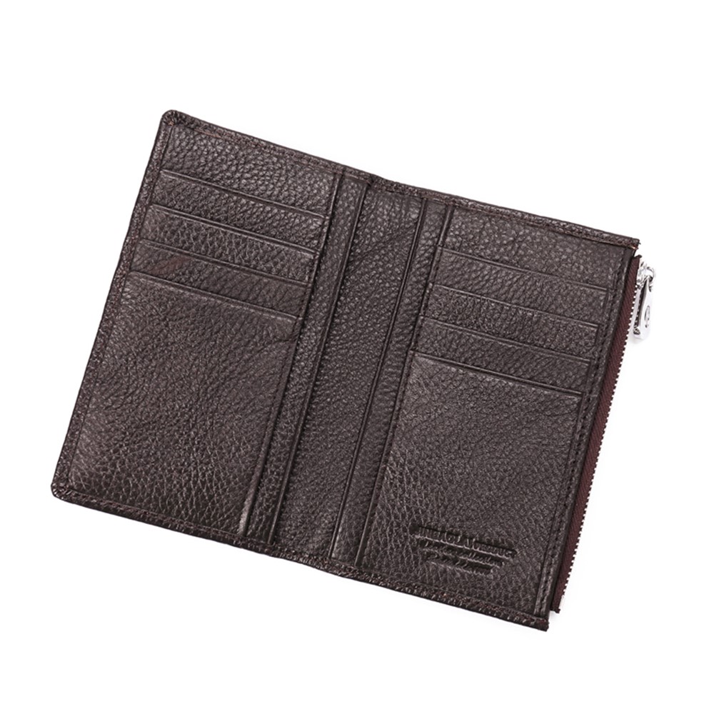 JINBAOLAI Litchi Grain Genuine Leather Vintage Men's Wallet - Coffee-6
